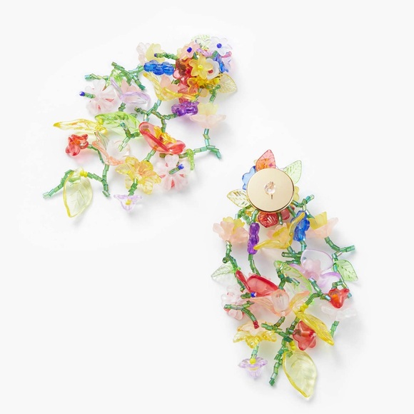 LOVELY!!MULTICOLOR FLORAL BEADED DROP EARRINGS🌸🌼🌻🌹🥀…. - Picture 2 of 4